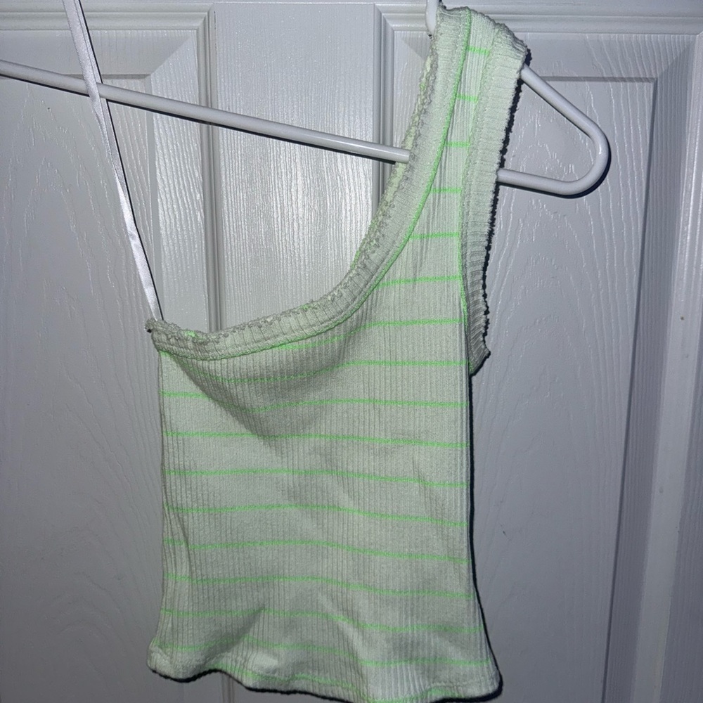 Urban Outfitters Mint Striped One Shoulder Top